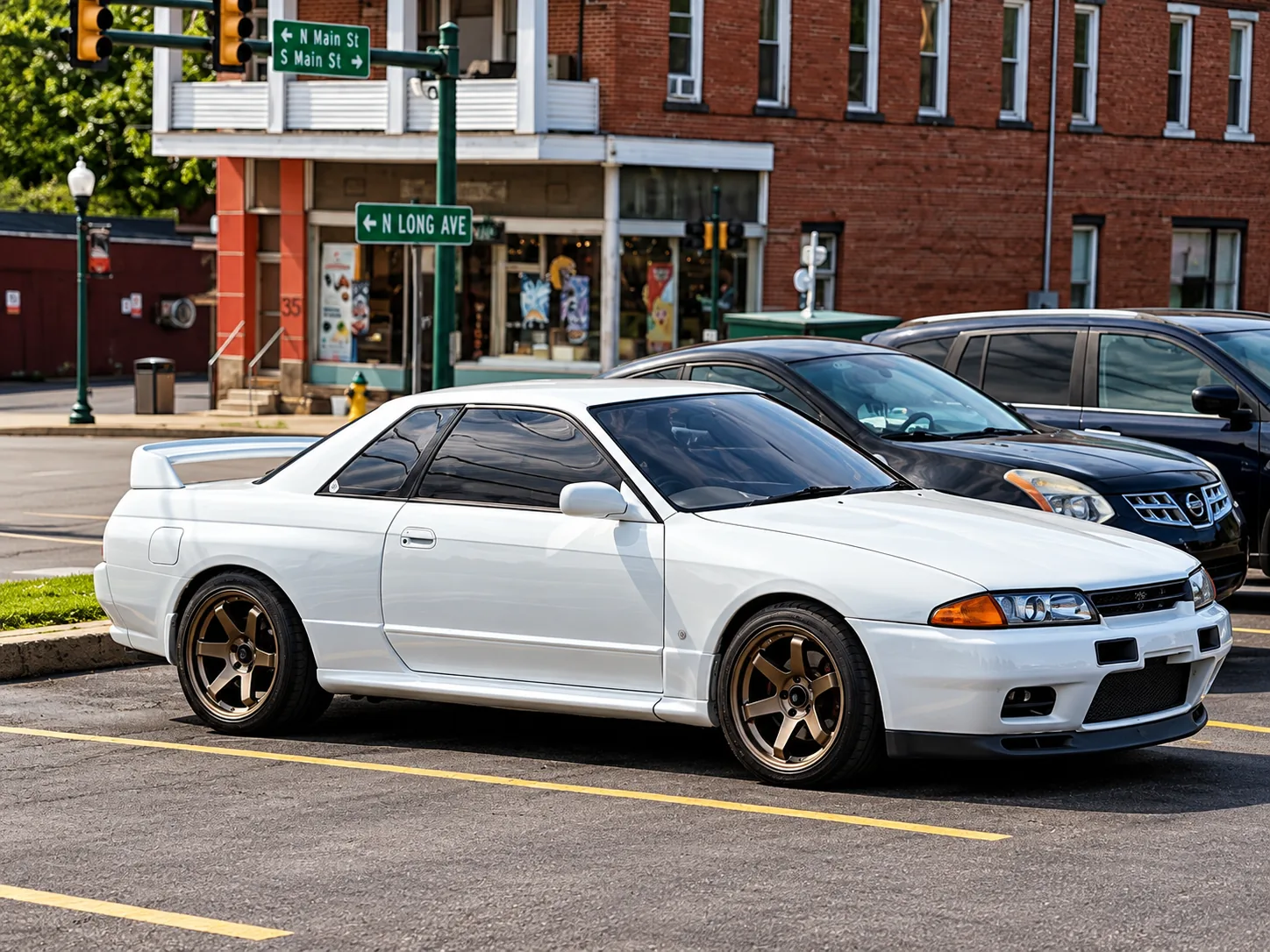 White JDM coupe parked in a lot